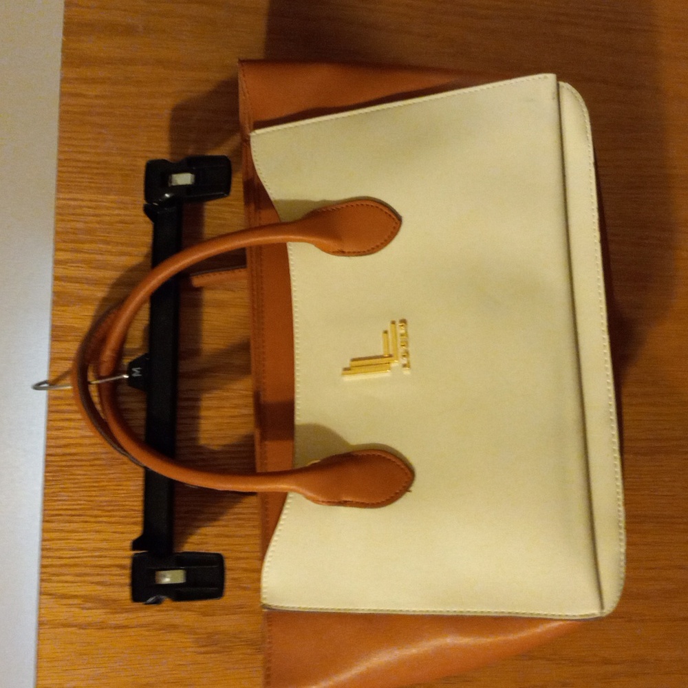 Womens loulu purse large handbag 16x10 handles and straps crossbody beige & tan